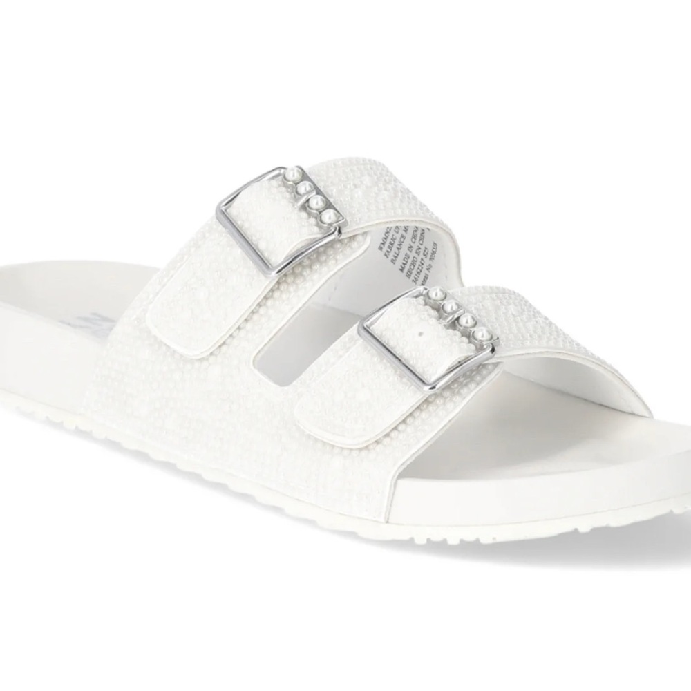Madden NYC Women's White Sandals with Silver Accents size 8.5